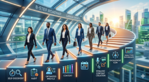 Step by Step Personal Branding Framework for Professionals - 8 step roadmap showing career growth and success path. (This helps Google bots and visually impaired users understand exactly what the image represents.)