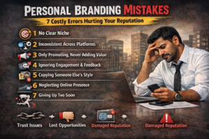 personal branding mistakes including inconsistency no clear niche and oversharing
